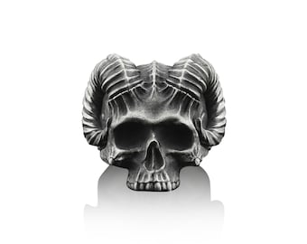 Ram Skull Handmade Sterling Silver Men Biker Ring, Ram Skull Gothic Ring, Ram Skull Punk Ring, Ram Skull Silver Men Jewelry, Ring for Men