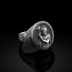 Saint John the Baptist Signet Men Ring, Sterling Silver Saint John Ring ...