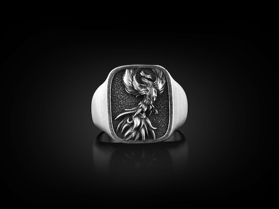BySilverStone Winged Phoenix Signet Ring - Sterling Silver Mythical Bird Ring For Men & Women - View #9