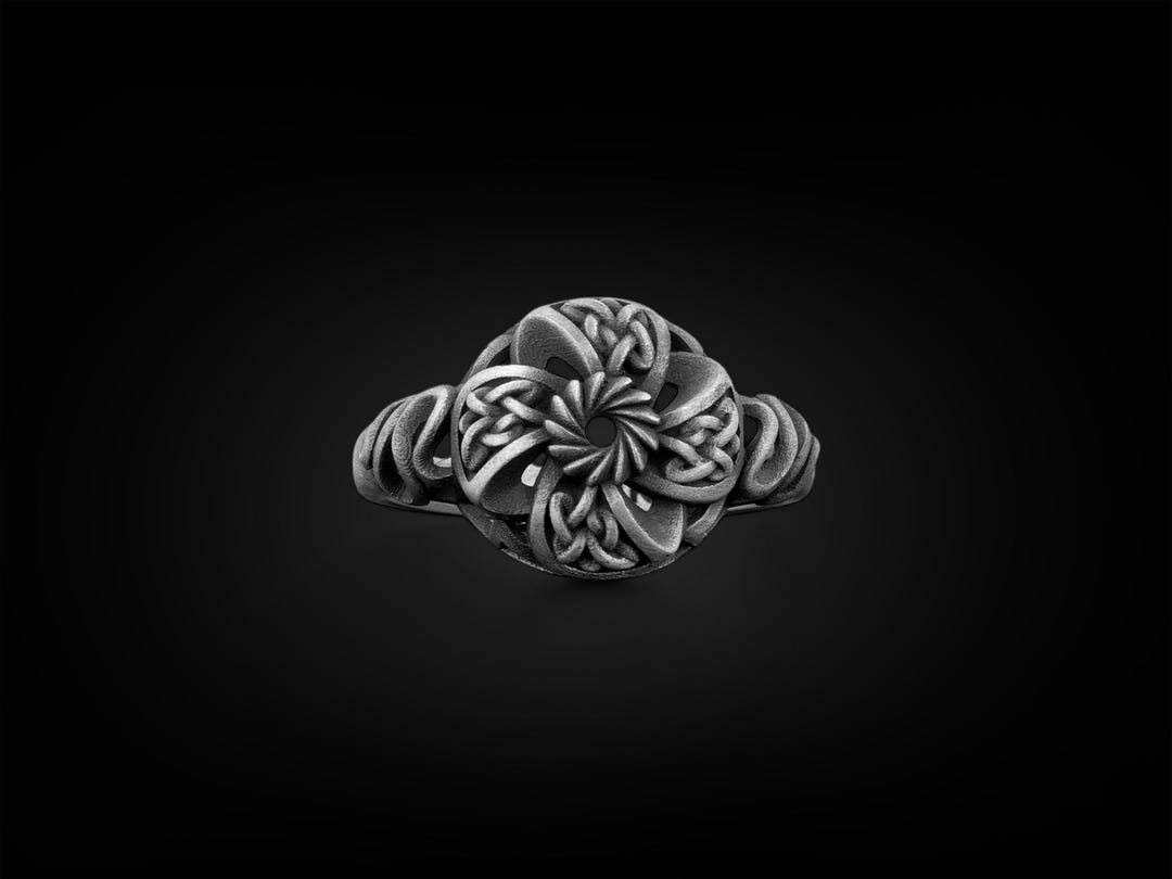 Celtic Flower Pinky Ring for Men in Sterling Silver, Victorian Style ...
