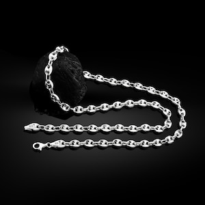 Unisex sterling silver mariner link necklace, Handcrafted nautical chain jewelry, Elegant silver gift for all styles, Italian silver chain