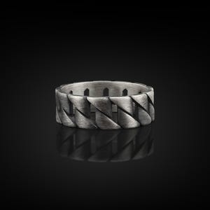 Cuban Wedding Band Ring For Men in Sterling Silver, Cuban Chain Wedding Men Ring, Cuban Wedding Band, Gift Ring's, Fashionable Men Jewelry