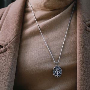 Anker und Schlange Halskette für Männer in Sterling Silber, Anker, Schlange Biker Schmuck, Anker, Schlange Sailor Anhänger, Tier Herren Geschenk Halskette