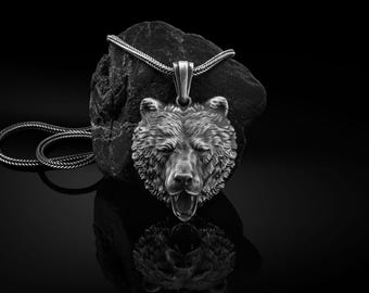 Norse Bear Necklace for Men in Sterling Silver, Scandinavian Silver Jewelry, Bear Charm Gift, Viking Bear Pendant, Jewelry For Men, Dad Gift