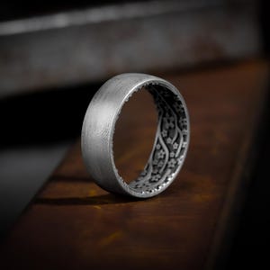 Japanese art men silver band ring inside sakura flowers pattern, Cool sakura flower band ring, Japanese jewelry, Oriental ring, Gift for dad