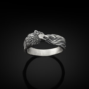 Wolf Unique Design Handmade Sterling Silver Men Band Ring, Wolf Silver Jewelry, Wolf Silver Band, Animal Ring, Minimalist Ring, Gift For Men