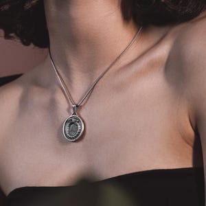 Handmade ouroboros dragon pendant necklace in silver, Personalized fantasy necklace for boyfriend, Custom name pendant