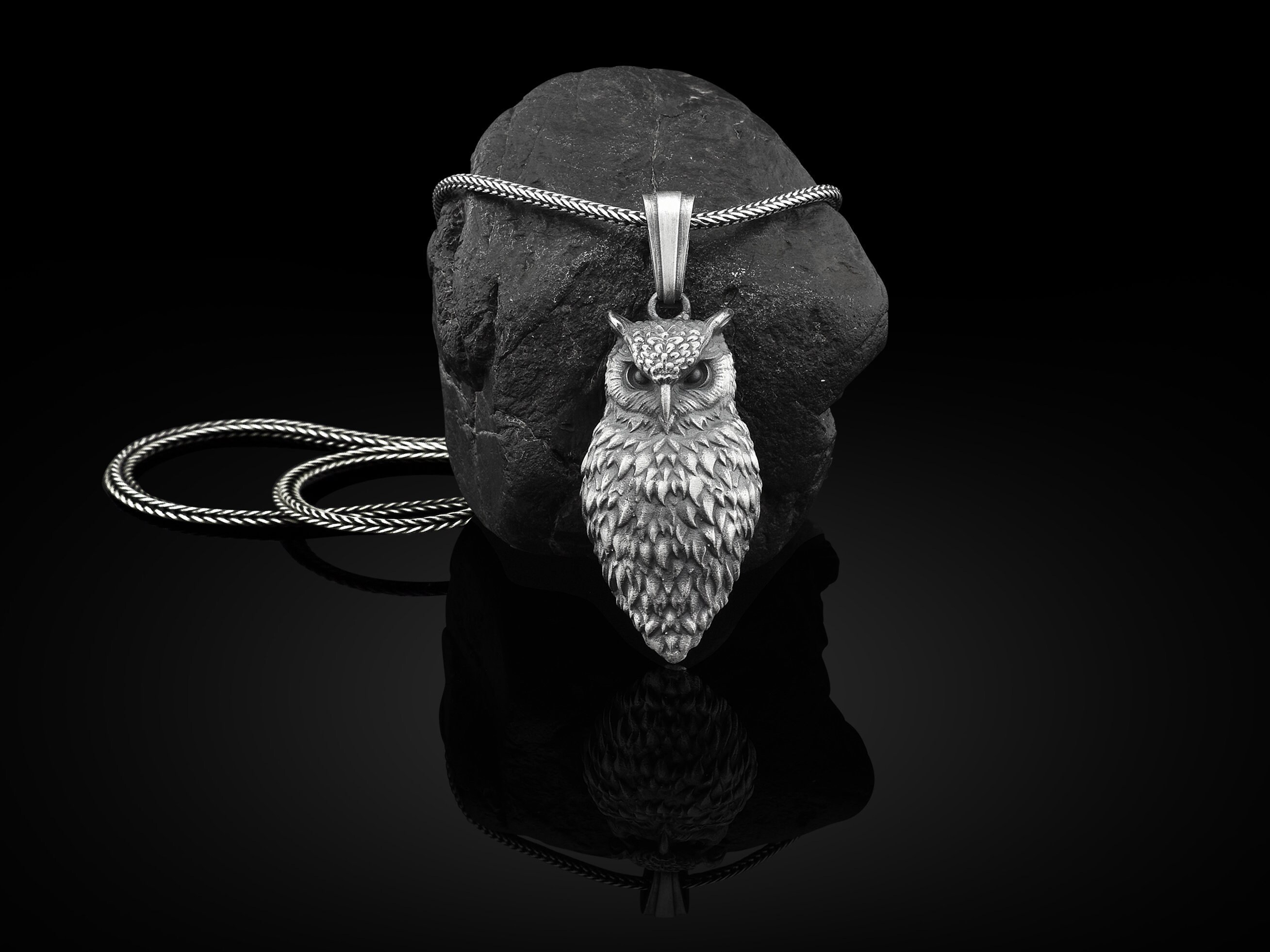 Handmade Owl Necklace for Mens in Sterling Silver Owl Animal Etsy