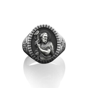 Saint John the Baptist Signet Men Ring, Sterling Silver Saint John Ring ...