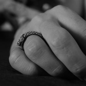 Snake Handmade Sterling Silver Men Ring, Serpent Unique Animal Ring, Snake Silver Jewelry, Dragon Punk Ring, Best Friend Gift, Ring for Men