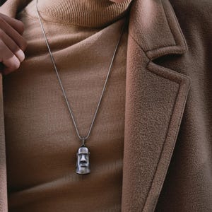 Moai Head Silver Antique Necklace, Sterling Silver Pagan Necklace, Minimalist Necklace, Best Friend Necklace, Dainty Necklace, Sympathy Gift