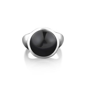 Male promise ring with black onyx in silver, Onyx statement ring for men, Unique mens fashion ring for everyday use