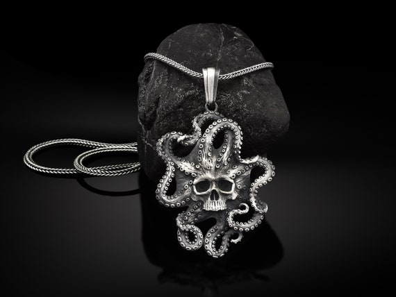 Sterling Silver Biker Octopus Mens 