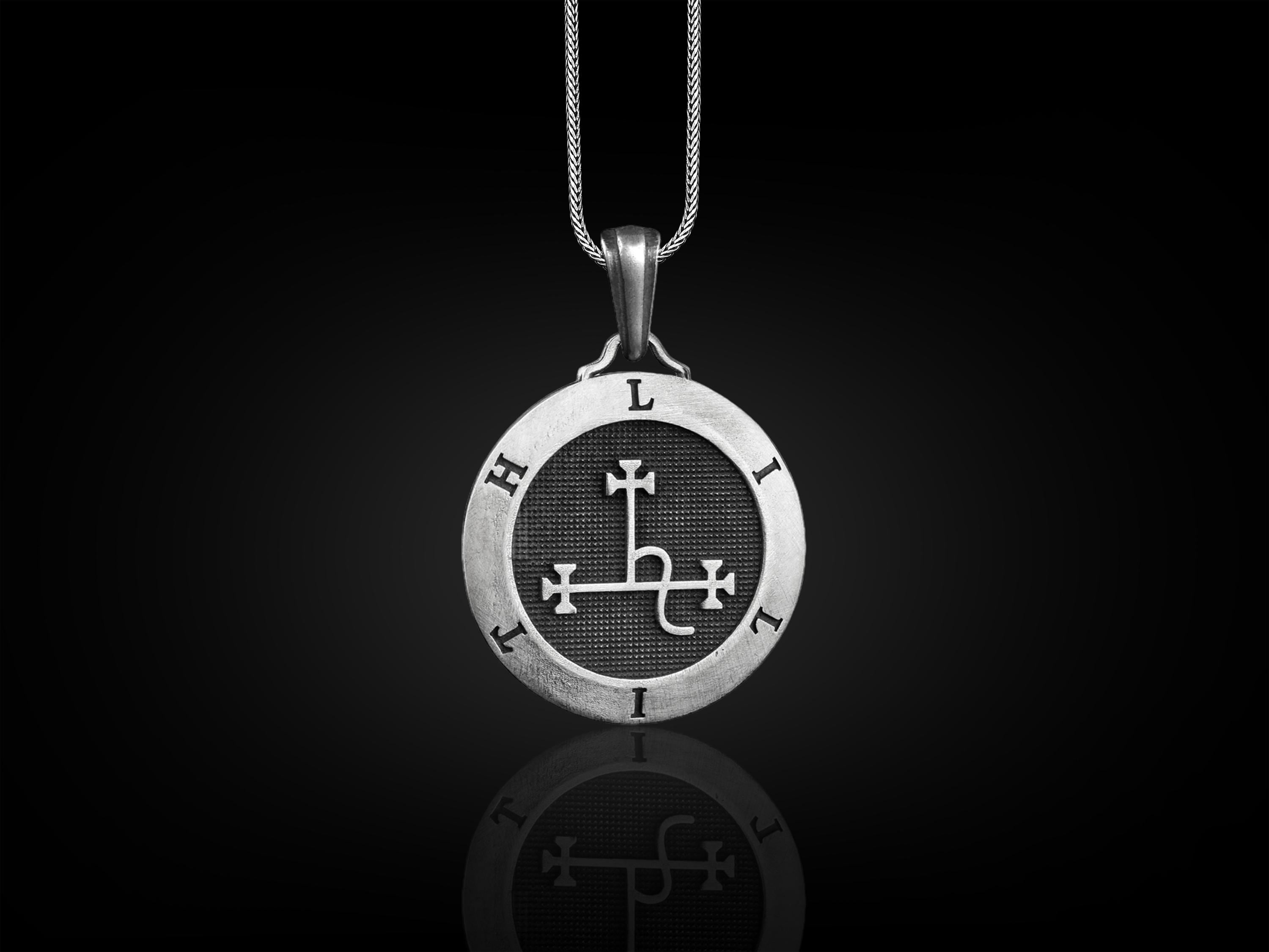 Sigil of Lilith Pendant Necklace in Sterling Silver, Jewish