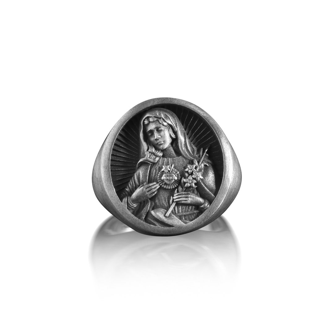 925K Sterling Silver 3D Jesus Men Ring, Engraved Jesus Christ Ring