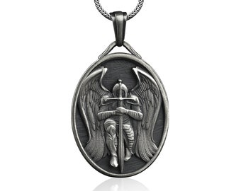 Handmade Silver St. Michael The Archangel Necklace, Customizable  Archangel Necklace, Catholic Gifts for Women, Archangel Men Gift Necklace