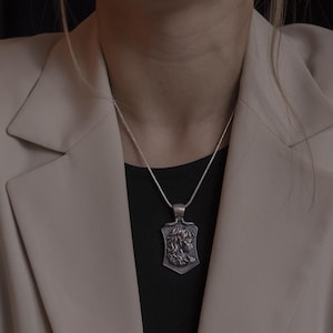 Men Shield Medusa Necklace, Unisex Silver Gorgon Medusa Pendant, Silver Oxidized Jewelry, Men Silver Accessory Gift, Greek Medusa Necklace