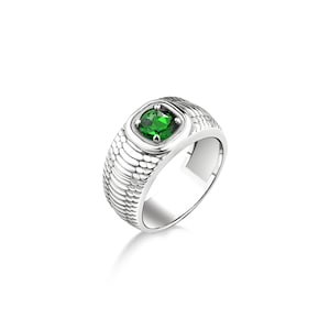 Green emerald stone with snakeskin mens ring in sterling silver, Emerald stone  ring for men, Unique mens fashion ring, Green jade men ring