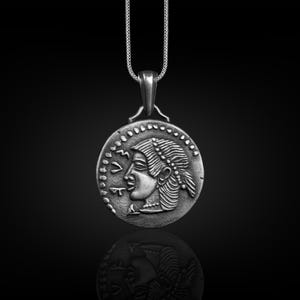 Aeolis tetradrachme muntketting, antieke munt herenhanger in zilver, oude Griekse muntketting voor echtgenoot, dagelijkse ketting voor papa