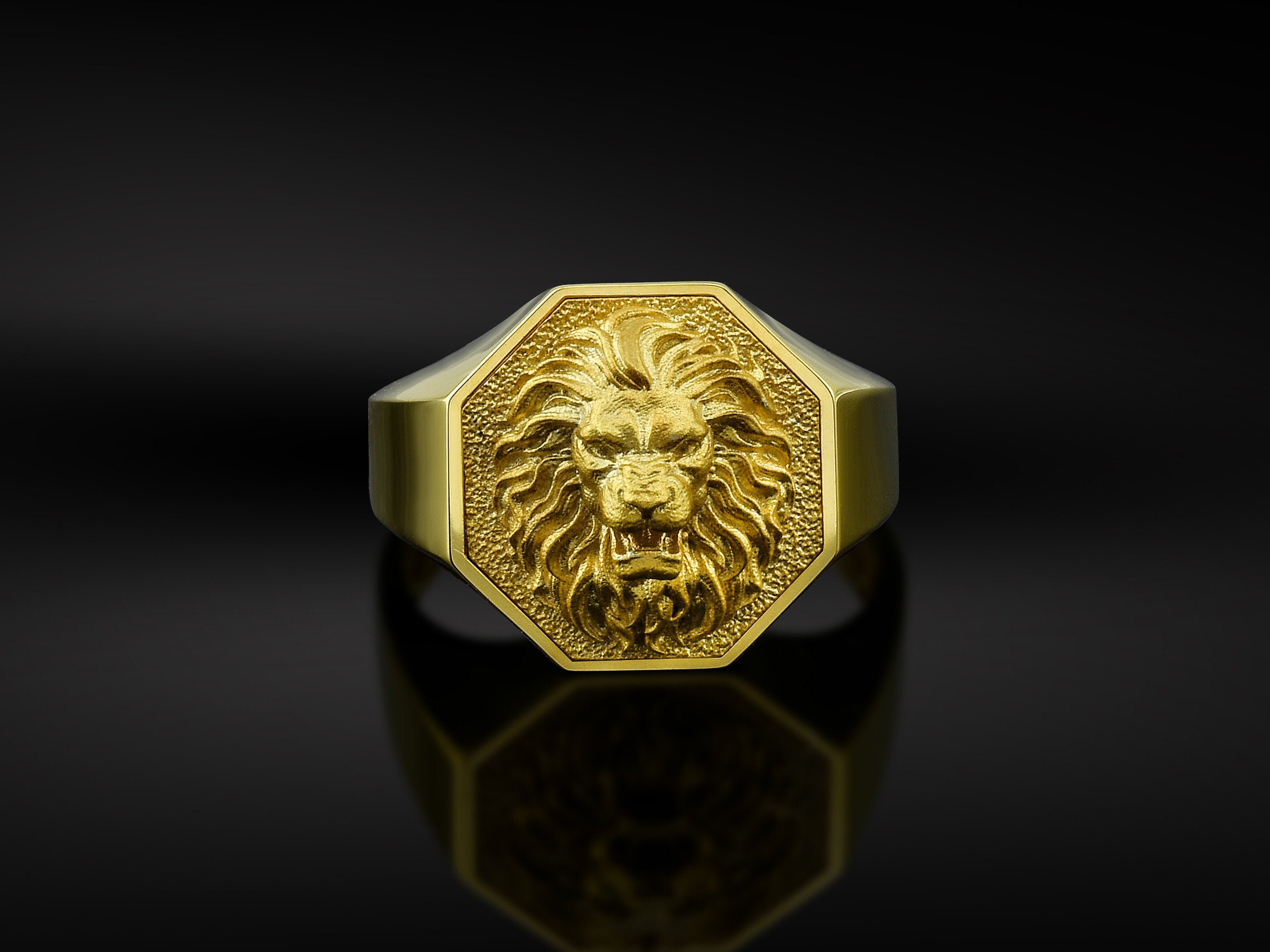 Buy 10K Gold Lion Mens Ring Lion Rings 18K Gold Lion Head Online