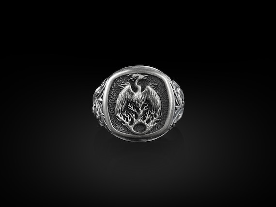 Chevaliere Phoenix en flammes chevaliere carree en argent sterling petits anneaux pour femme chevaliere en or pour homme cadeau pour amoureux de la mythologie Etsy France
