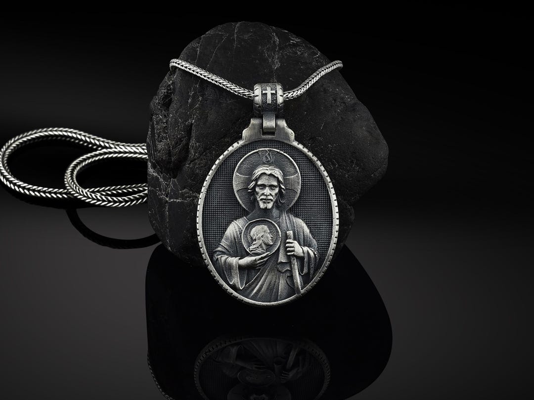 Silver Saint Jude Mens Necklace, Men Saint Jude Medallion, Saint Jude Silver Charm, Christian Medallion, Religious Catholic Silver Necklace - Etsy Australia