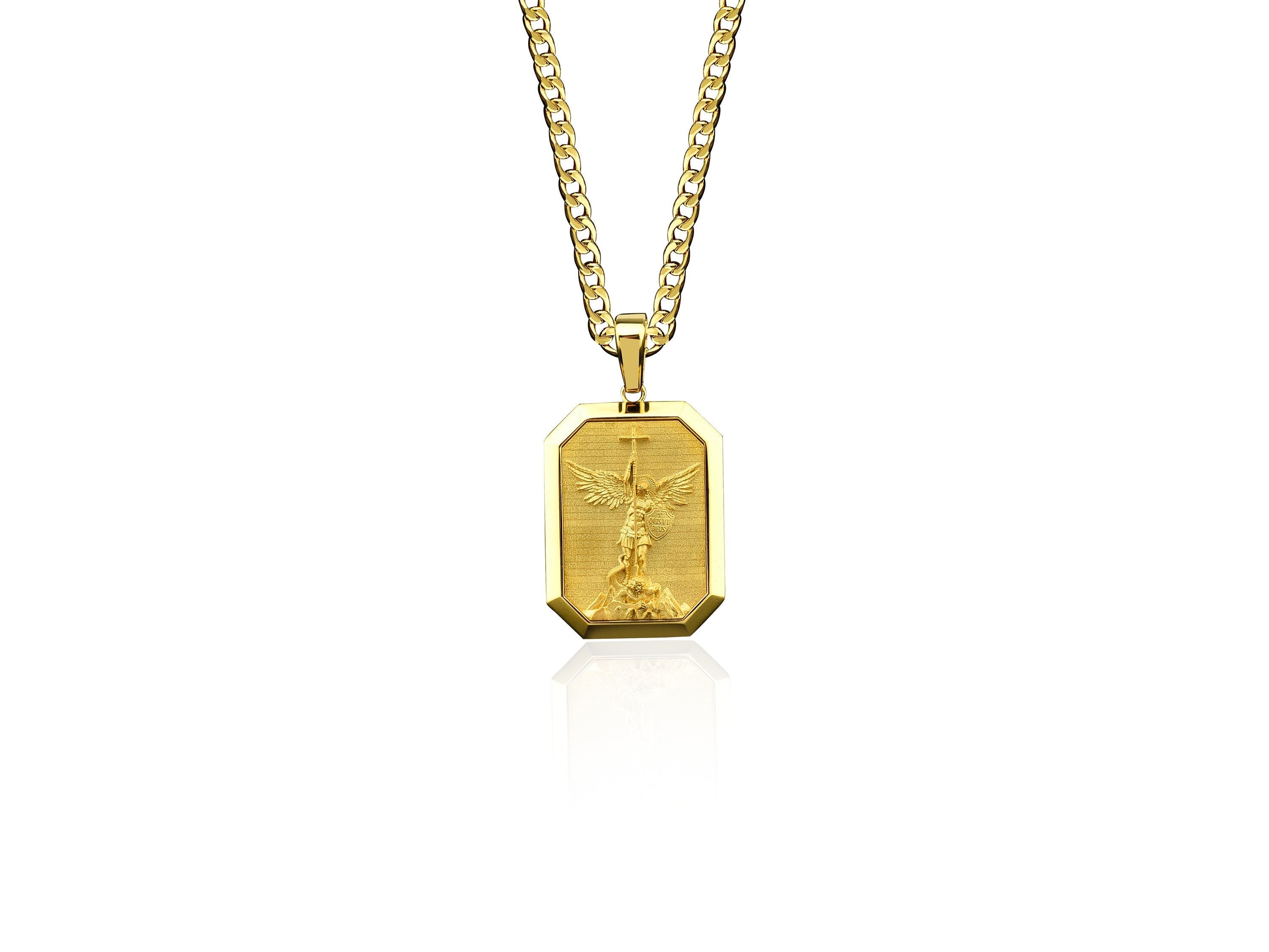 Archangel Saint Michael 14K Gold Mens 