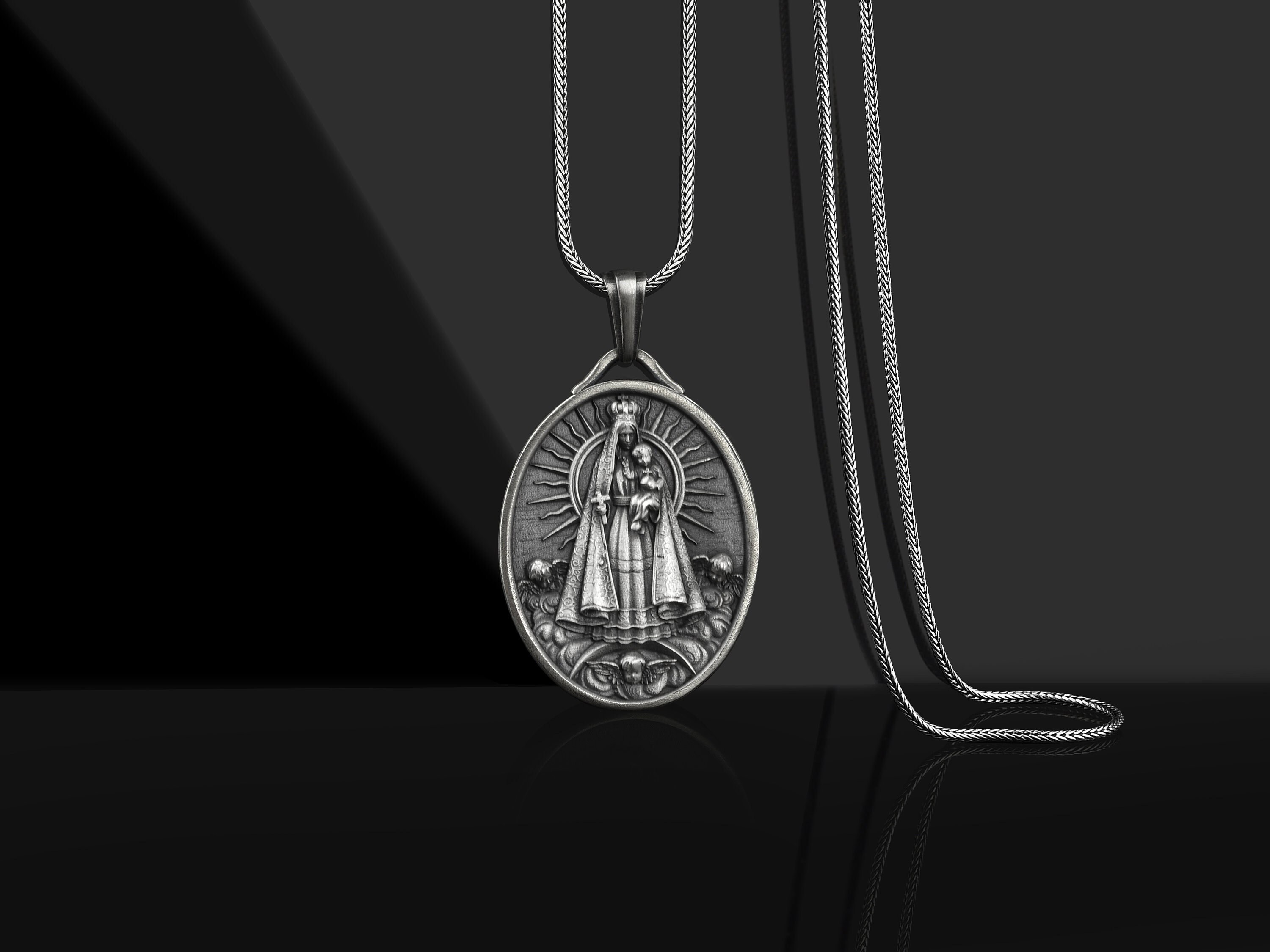Virgin Mary Silver Necklace Our Lady of 