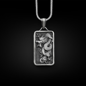Azure Dragon 925 Silver Customizable Necklace, Sterling Silver Dragon Jewelry, Chinese Mythology Necklace, Personalized Remembrance Necklace