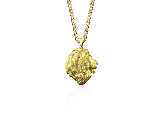 Men's Gold Lion Necklace 18K Gold Lion 