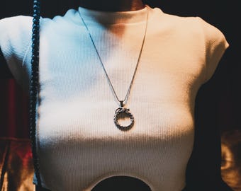 Ouroboros Dragon Handmade Silver Necklace, Quroboros Dragon Silver Men Jewelry, Dragon Sterling Silver Pendant, Mythology Silver Men's Gift