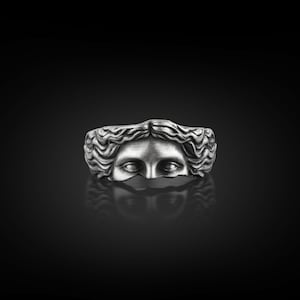 Aphrodite Eyes One Of A Kind Ring, Goddess Venus Ring in Roman Mythology, Ancient Greek Ring in Sterling Silver, Fantasy Ring For Men