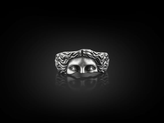 Aphrodite Eyes One Of A Kind Ring, Goddess Venus Ring in Roman Mythology, Ancient Greek Ring in Sterling Silver, Fantasy Ring For Men