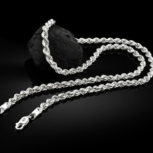 925 Sterling Silver Rope Chain Necklace, Handmade Rope Chain All Size ...