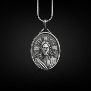 Collana in argento con agnello del buon pastore Gesù per uomo, Collana personalizzata per cattolici, Collana religiosa per cristiani, Gioielli da uomo