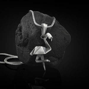 Flamingo 925 Silver Animal Necklace, Sterling Silver Origami Necklace, Flamingo Jewelry, Girlfriend Necklace, Mom Jewelry, Girlfriend Gift