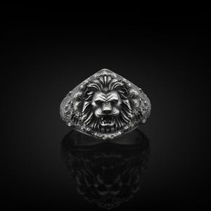 Male lion cool mens ring in sterling silver, Unusual leo ring for birthday gift, Strength ring for son, Lion head ring