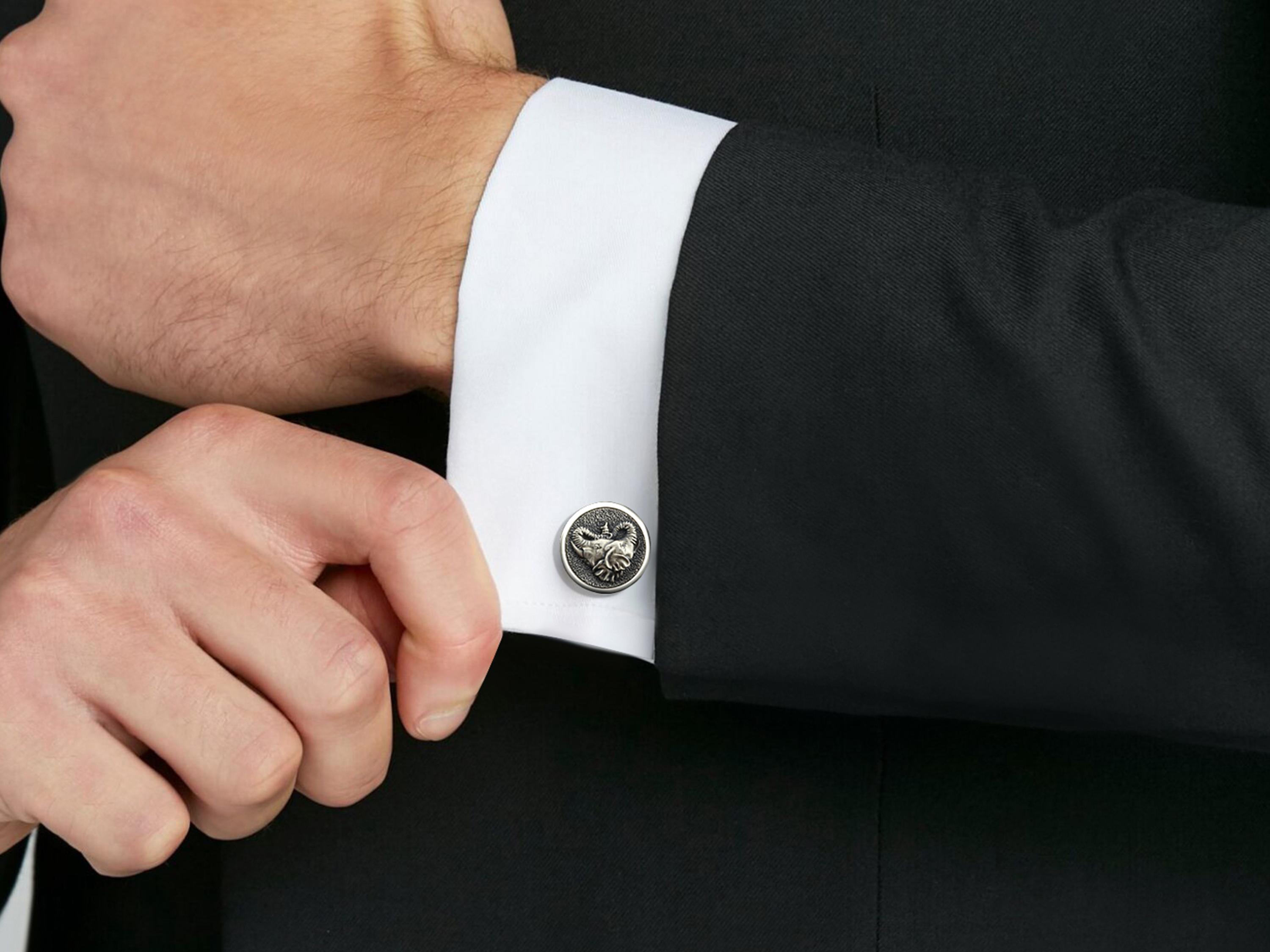 Boutons De Manchette Dorés Motif éléphant Pour Homme - Occasion Très Bon état