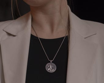 Virgo Handmade Sterling Silver Men Charm Necklace, Virgo Zodiac Sign Jewelry, Astrology Pendant, Virgo Birthday Gift, Horoscope Men Necklace