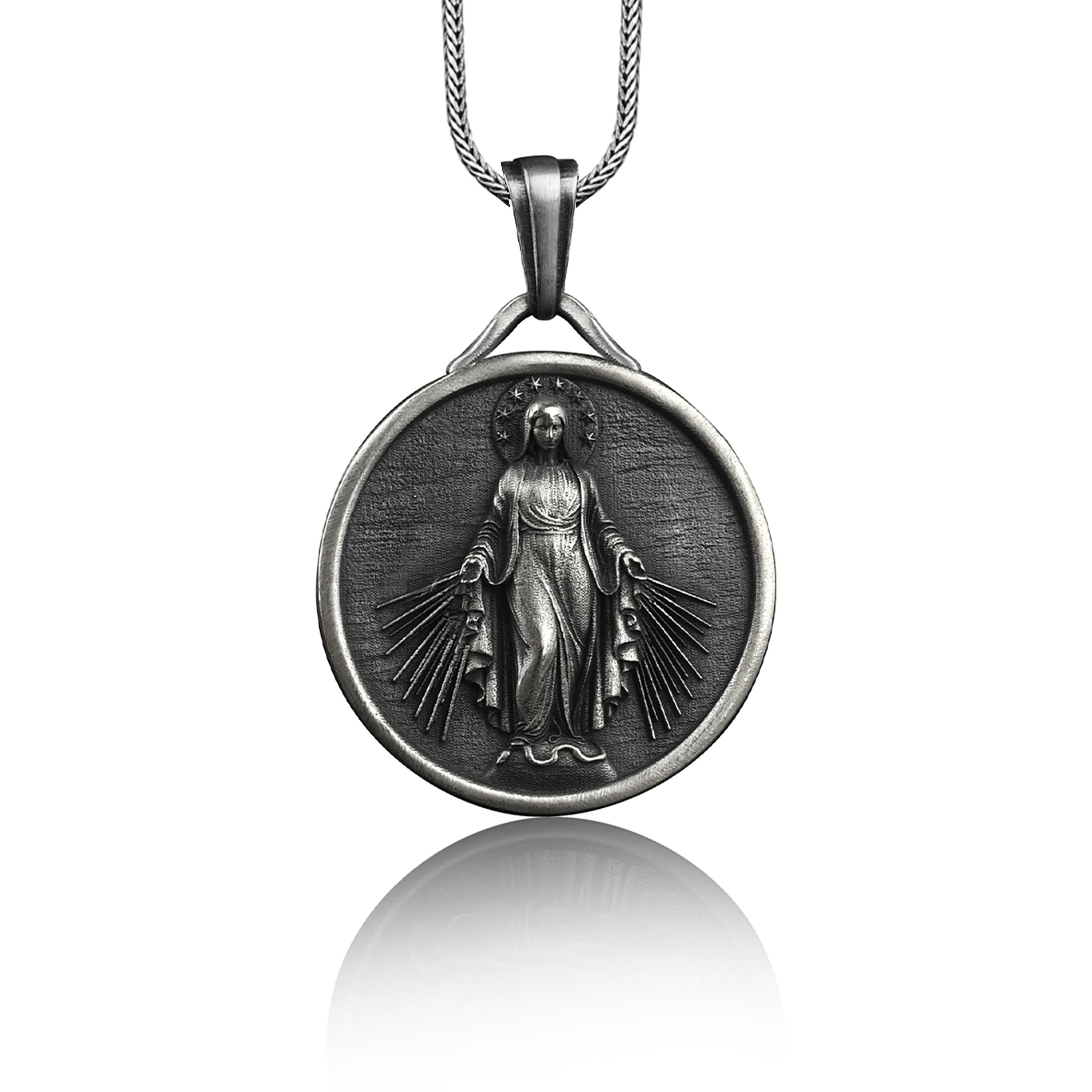  Miraculous Medal Bulk Pack of 50, 1 Silver Miraculous Medals  Catholic Pendant for Women Necklace & Rosary Necklace,Religious Virgin Mary  Cross Charms for Jewelry Making,Medalla De La Virgen Milagrosa