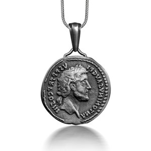 Antoninus Pius Ancient Roman Coin Necklace, Ancient Rome Necklace in Sterling Silver, Graduation Necklace For Son, Antique Coin Pendant