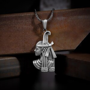 Egyptian goddess Maat sterling silver pendant necklace for women or men, Egyptian gift jewelry for mom or dad, Maat goddess necklace for man
