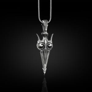 Gungnir Norse Mythology Necklace For Men, Spear Of Odin Unusual Necklace in Silver, Nordic Necklace For Boyfriend, Male Scandinavian Pendant