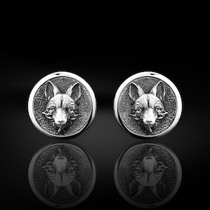 Sterling silver gold plated fox men cufflinks, Fox head men cufflinks, Cufflinkswedding men gift, Silver gift for husband, Gift for birthday