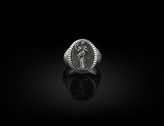 Solid Silver Virgin Mary Ring Virgin Mary Untier of Knots | Etsy