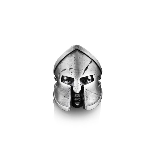 Anneau de casque cassé spartiate, anneau de casque de guerrier, bague spartiate argentée, 300 bijoux spartiates, accessoire cadeau Leonidas, anneau de guerrier spartiate