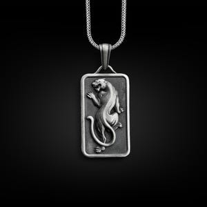 Black Panther Customizable Necklace, Sterling Silver Animal Necklace, Personalized Necklace, Jaguar Necklace, Cat Jewelry, Memorial Gift
