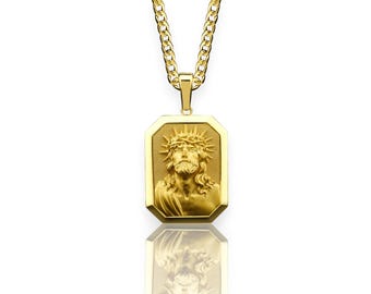 18k イエローゴールド ペンダント ネックレス 18金 イエスキリスト 男性用キリスト・イエスのシンボルネックレス 14K ゴールド、宗教的な