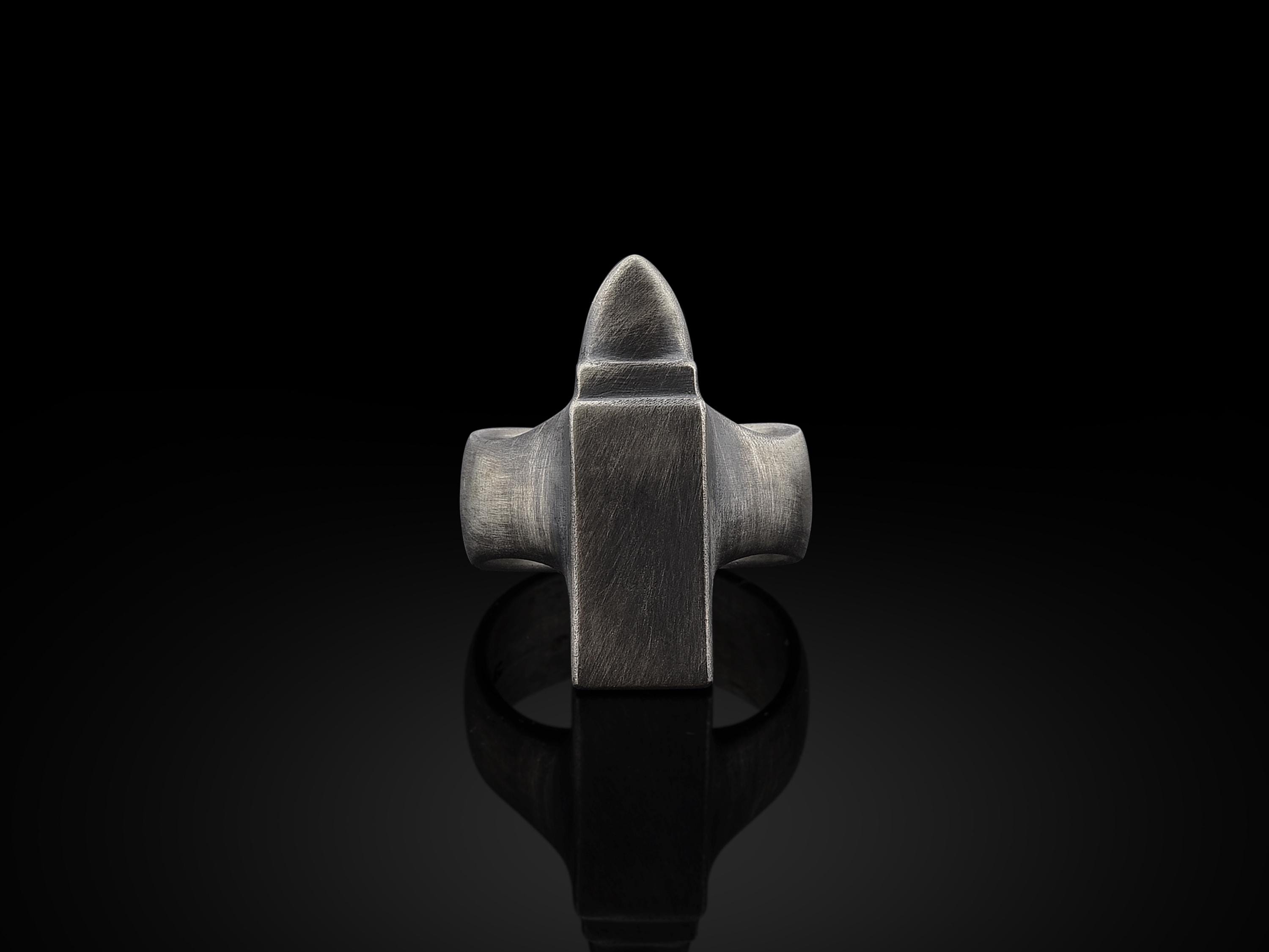 Anvil Handmade Silver Men Ring, Blacksmith Anvil Sterling Silver Men ...