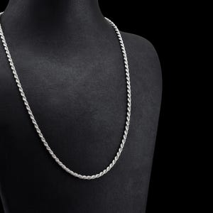 925 Sterling Silver Rope Chain Necklace, Handmade Rope Chain All Size Neckace, Silver Men&#39;s Jewelry, Polished Silver Rope Chain, Men&#39;s Gift
